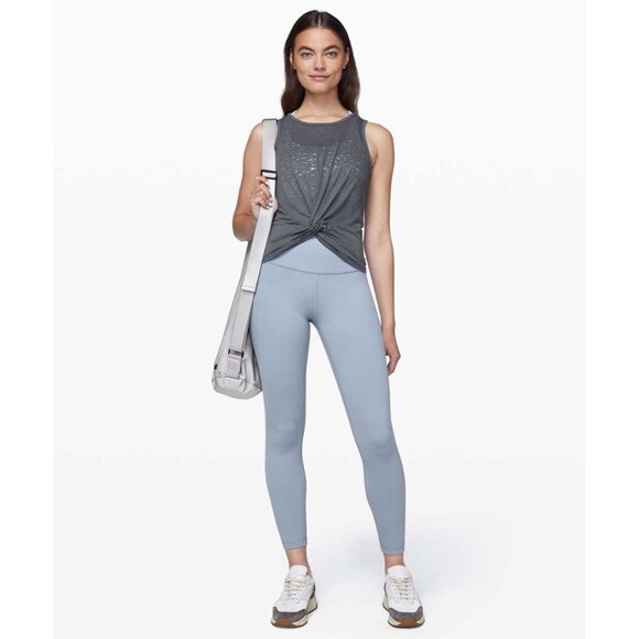 LULULEMON Breeze Through Nebula Grey Burnout Jersey Cropped Twist Tank, Size S - Picture 2 of 12